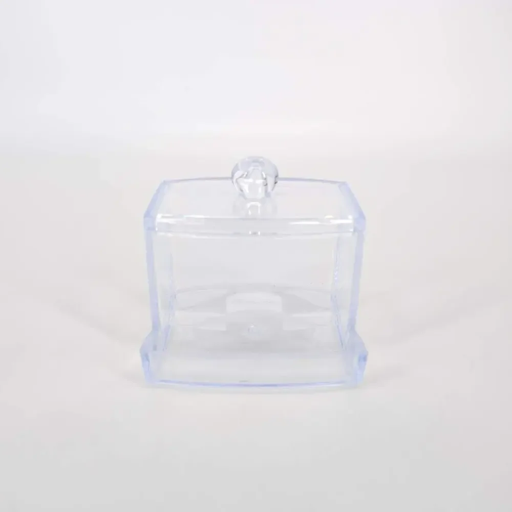 Clear Transparent See Through Acrylic Cotton Swab Dispenser Q Tip Storage Box